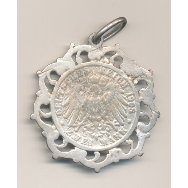 Médaillon - 2 Mark 1908 - Prusse - Wilhelm - argent - TTB
