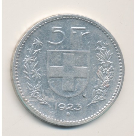 Suisse - 5 Francs - 1923 B Berne  - argent - TB+