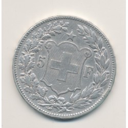 Suisse - 5 Francs - 1890 B Berne  - argent - TTB 2