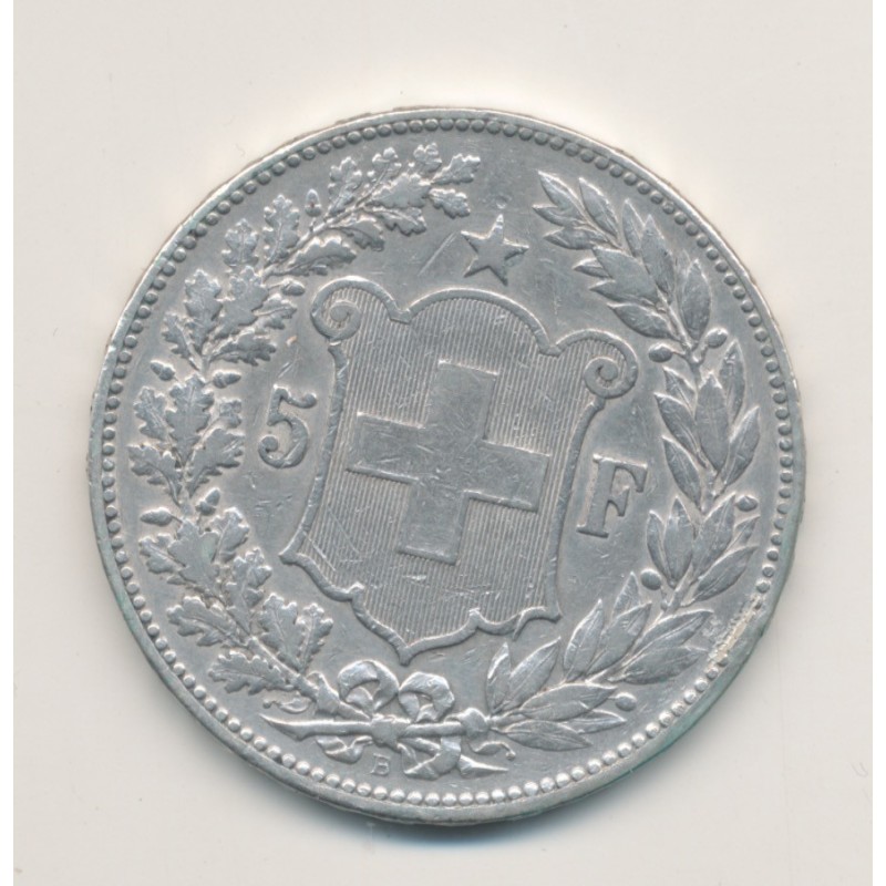 Suisse - 5 Francs - 1890 B Berne  - argent - TTB