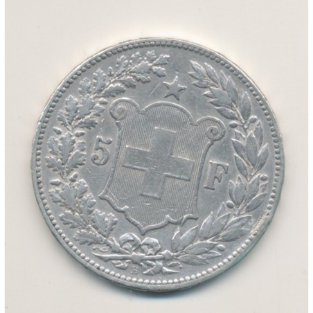 Suisse - 5 Francs - 1890 B Berne  - argent - TTB