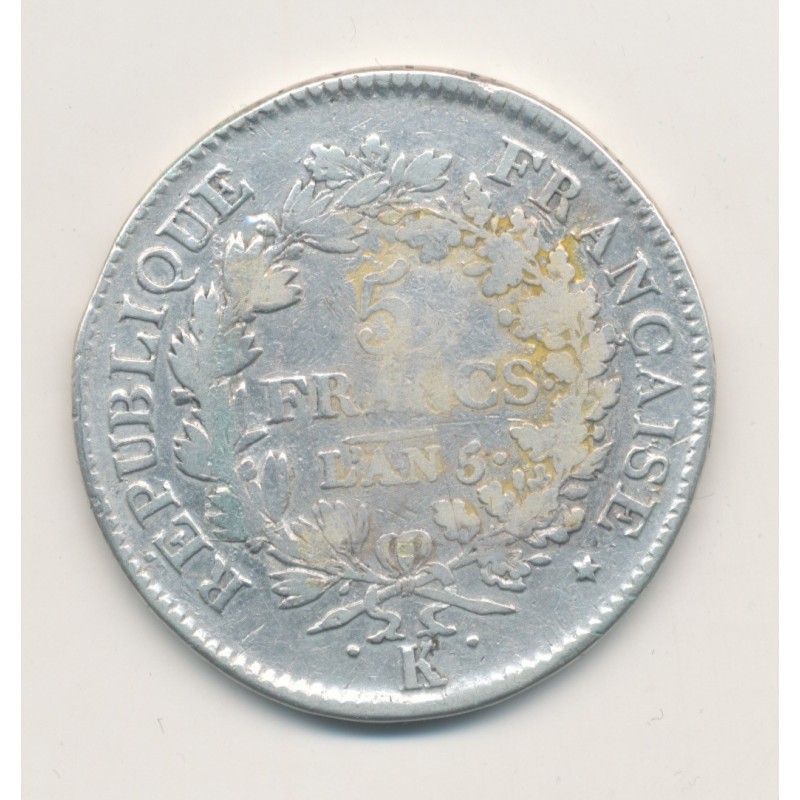 5 Francs Union et Force - AN 5 K Bordeaux - TB/TB+