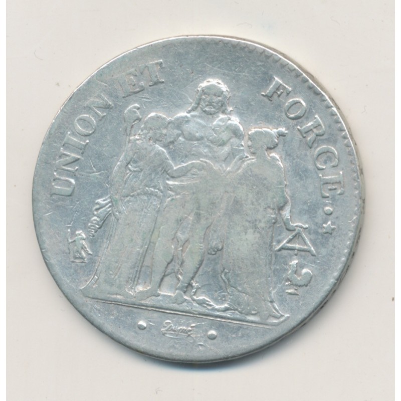 5 Francs Union et Force - AN 7 A Paris - TB/TB+