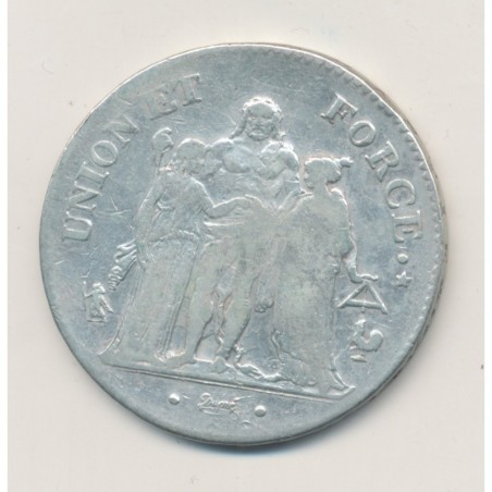 5 Francs Union et Force - AN 7 A Paris - TB/TB+