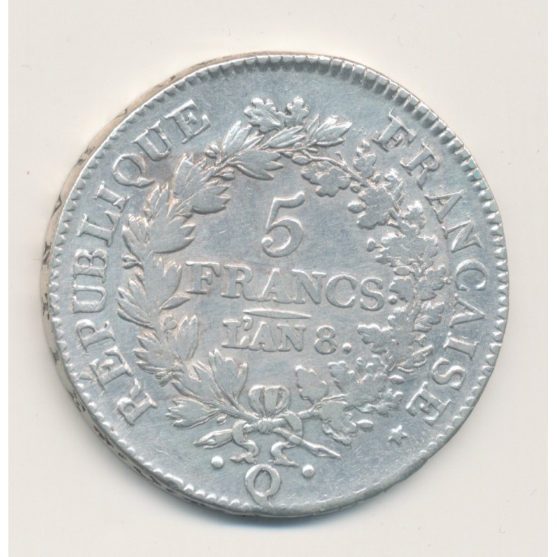 5 Francs Union et Force - AN 8 Q Perpignan - TB+