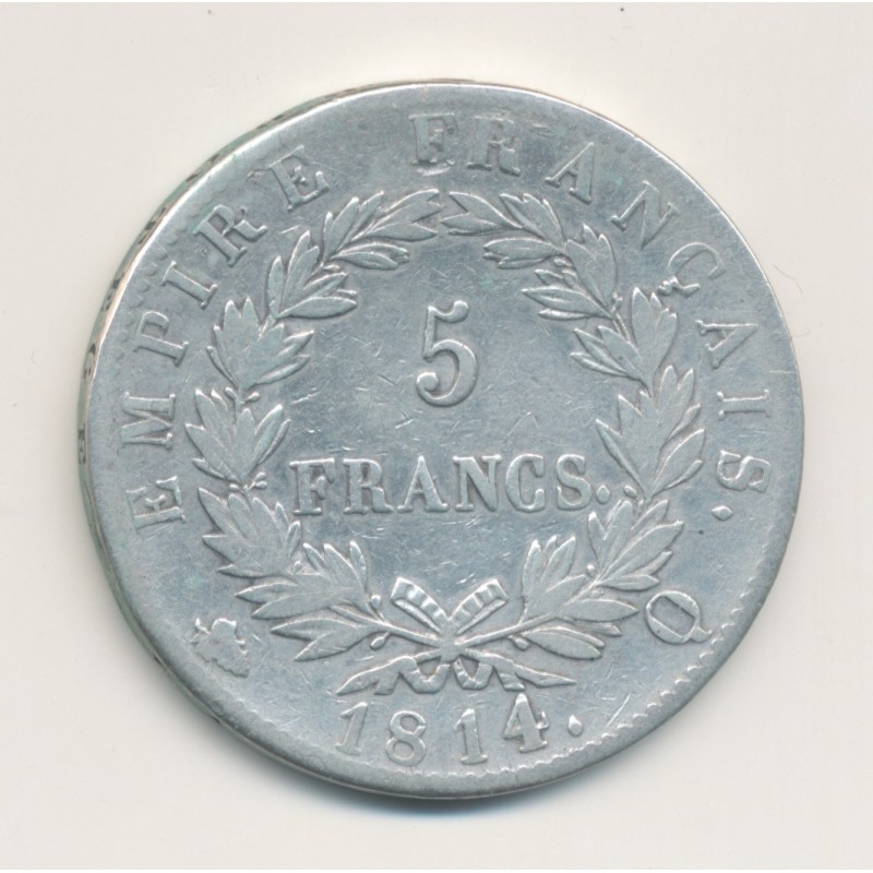 5 Francs Napoléon empereur - 1814 Q Perpignan - TB+