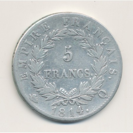 5 Francs Napoléon empereur - 1814 Q Perpignan - TB+
