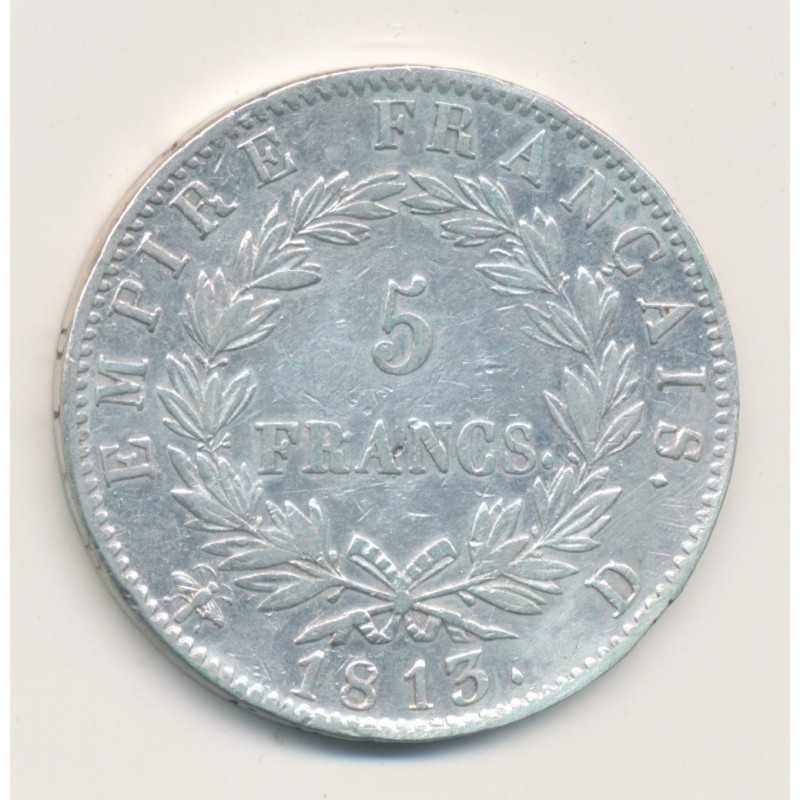 5 Francs Napoléon empereur - 1813 D Lyon - TTB