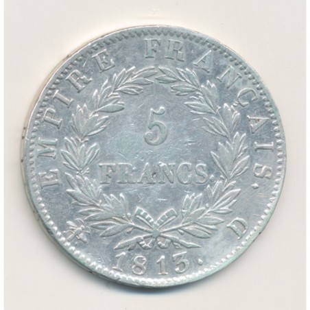 5 Francs Napoléon empereur - 1813 D Lyon - TTB
