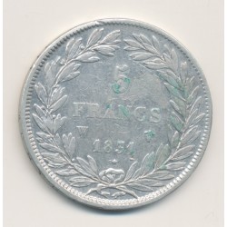 5 Francs Louis Philippe I - 1831 W Lille - Tranche en creux - TB+ 2