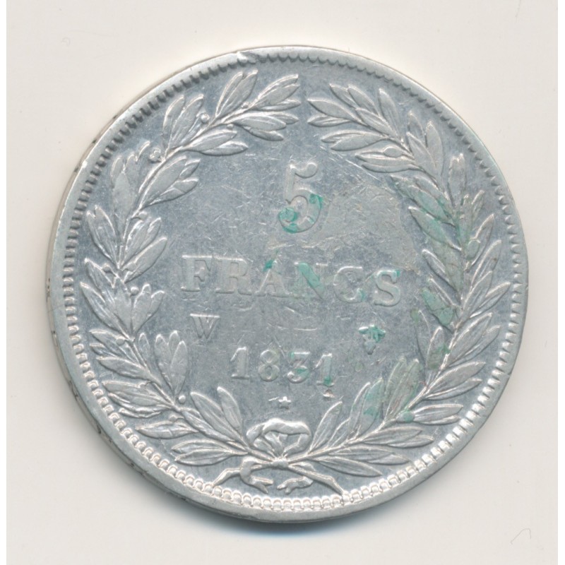 5 Francs Louis Philippe I - 1831 W Lille - Tranche en creux - TB+