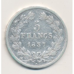 5 Francs Louis philippe I - 1837 B Rouen - Tête laurée - TB+ 2