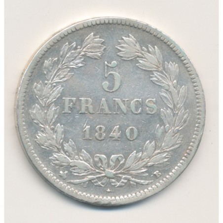 5 Francs Louis philippe I - 1840 B Rouen - TB+