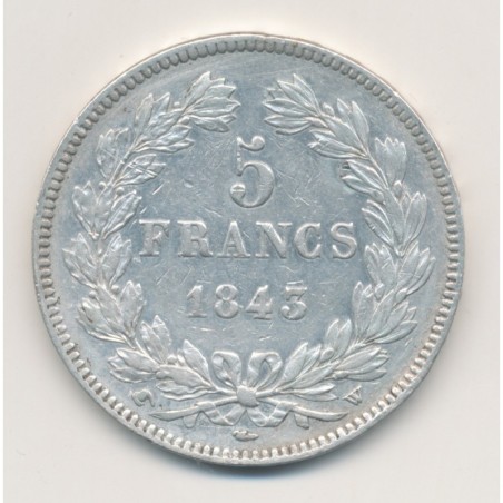 5 Francs Louis philippe I - 1843 W Lille - TB+