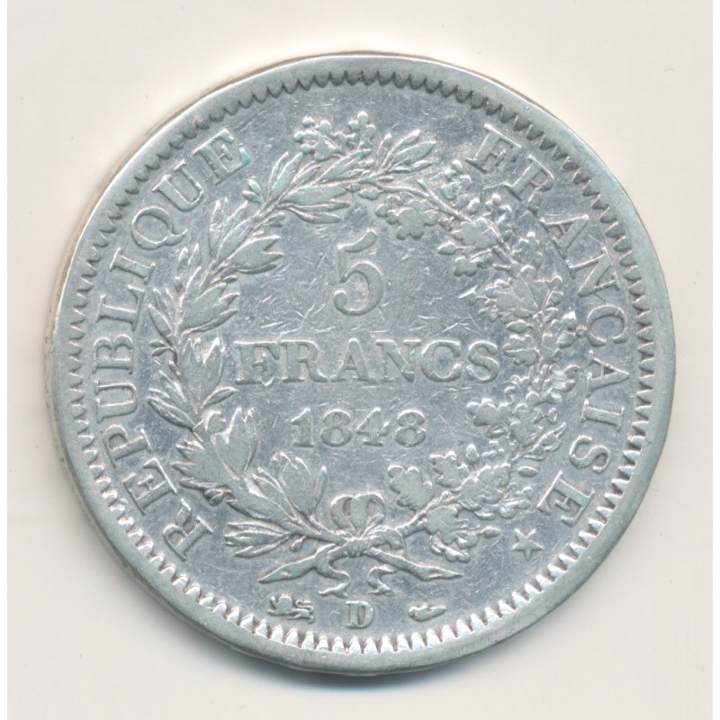 5 Francs Hercule - 1848 D Lyon - TB