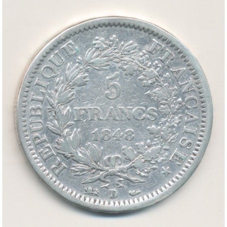 5 Francs Hercule - 1848 D Lyon - TB