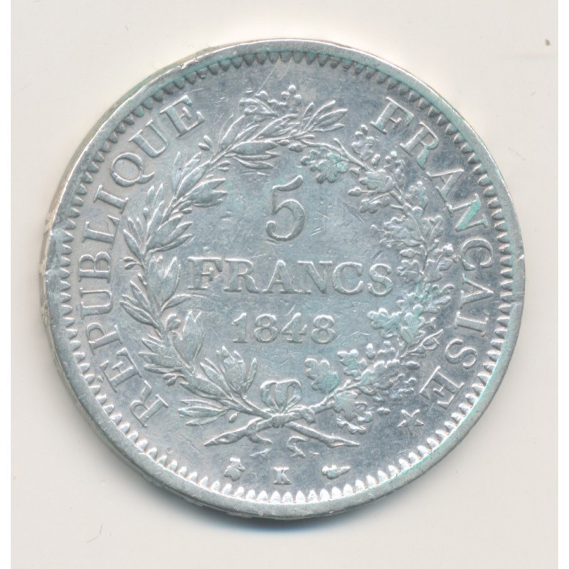 5 Francs Hercule - 1848 K Bordeaux - TB+