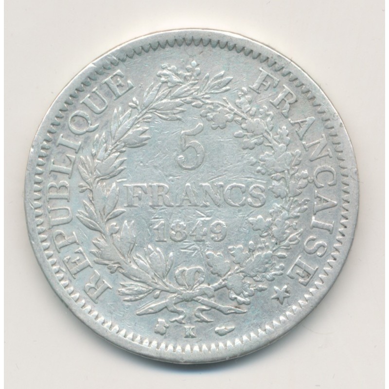 5 Francs hercule - 1849 K Bordeaux - TB/TB+