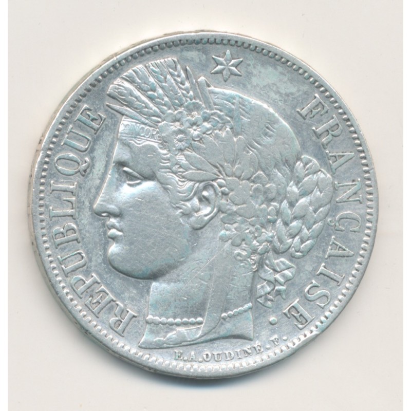 5 Francs Cérès - 1849 A Paris - main/chien - 2e République - TB+