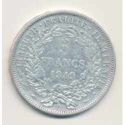 5 Francs Cérès - 1849 A Paris - main/chien - 2e République - TB+ 2