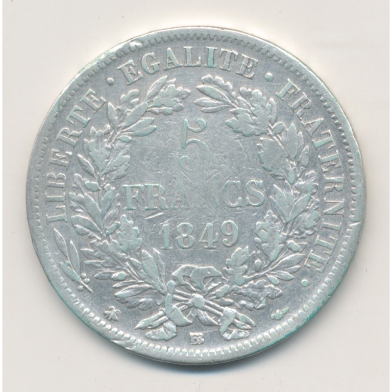 5 Francs Cérès - 1849 BB Strasbourg - 2e République - TB+