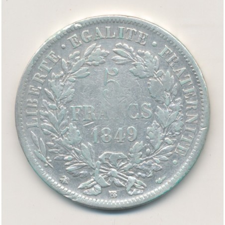 5 Francs Cérès - 1849 BB Strasbourg - 2e République - TB+