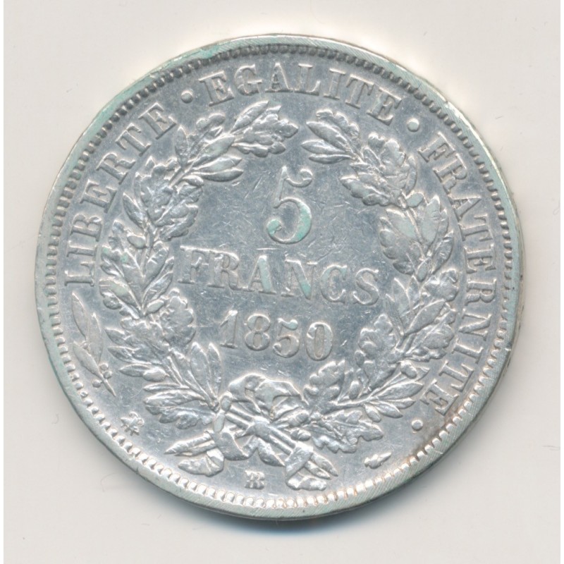 5 Francs Cérès - 1850 BB Strasbourg - 2e République - TB+