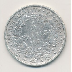 5 Francs Cérès - 1851 A Paris - 2e République - TB 2