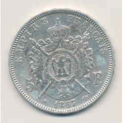5 Francs Napoléon III - 1867 BB Strasbourg - Tête laurée - TB+ 2