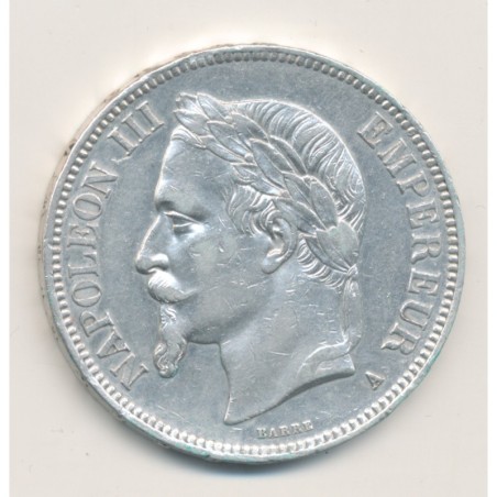 5 Francs Napoléon III - 1868 A Paris - Tête laurée - TB+