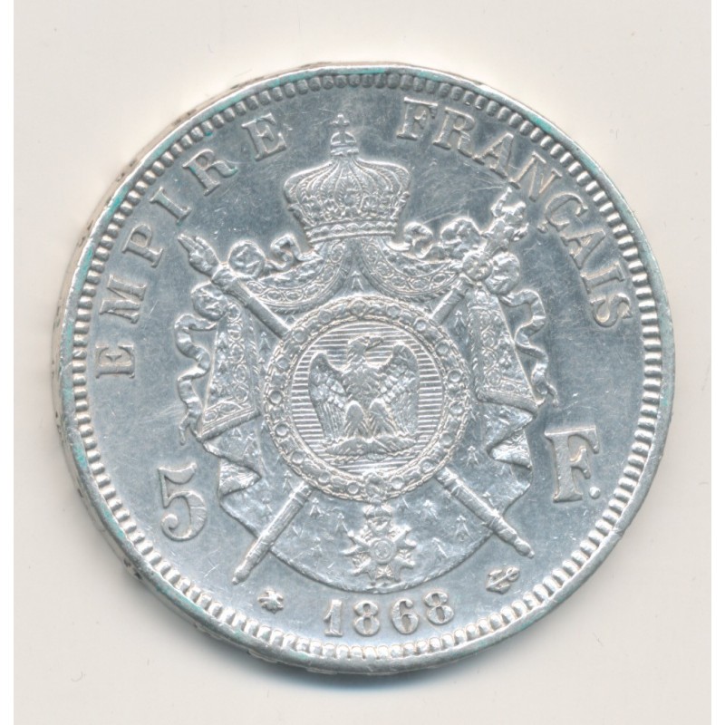 5 Francs Napoléon III - 1868 A Paris - Tête laurée - TB+