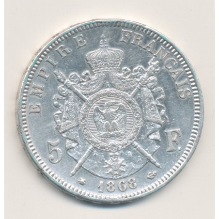 5 Francs Napoléon III - 1868 A Paris - Tête laurée - TB+