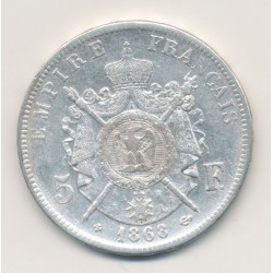 5 Francs Napoléon III - 1868 BB Strasbourg - Tête laurée - TB+ 2
