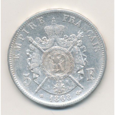 5 Francs Napoléon III - 1868 BB Strasbourg - Tête laurée - TB+