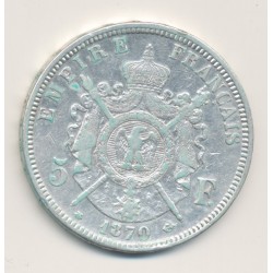 5 Francs Napoléon III - 1870 A Paris - Tête laurée - TB+ 2