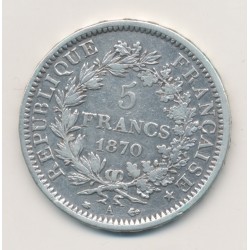 5 Francs Hercule - 1870 A Paris - TB/TB+ 2
