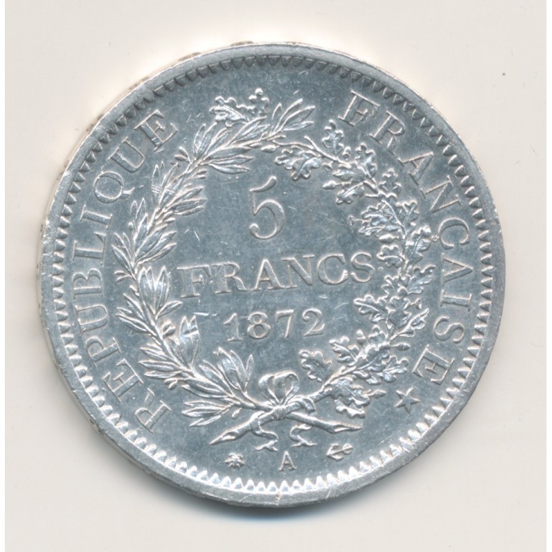 5 Francs Hercule - 1872 A Paris - argent - TTB+