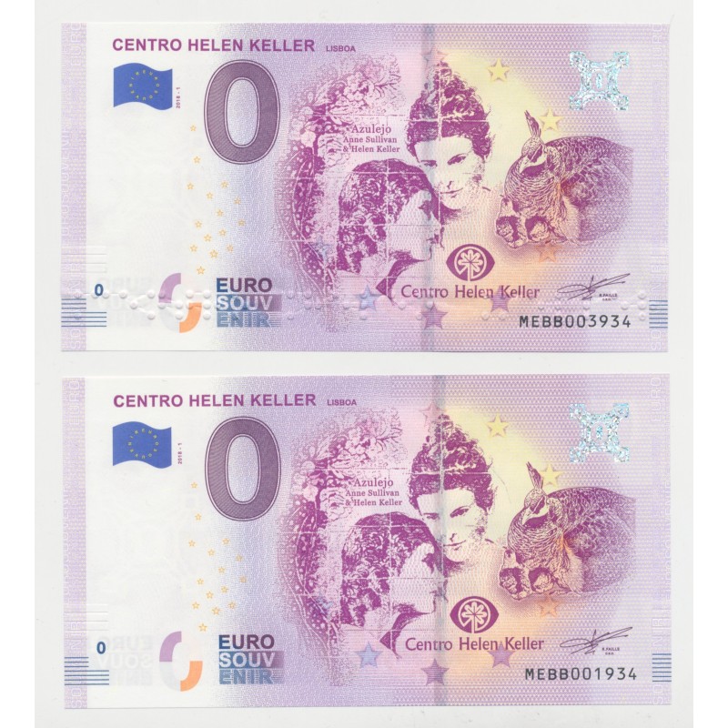 Billet 0€ - Portugal - Lot 2 Billets - Centro helen keller Lisboa - normal et braille - 2018-1 - N°3934 et N°1934