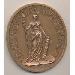 Médaille - Police générale de la république - 12 nivose AN IV - Direction générale de la police nationale - bronze - forme ovale