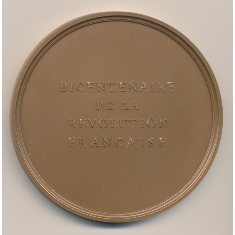 Médaille - Fête de la fédération - 14 juillet 1790 - Bicentenaire de la révolution Française - bronze - 77mm - 1987 - SPL
