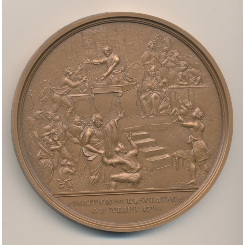 Médaille - Abolition de l'esclavage - 4 février 1794 - Bicentenaire de la révolution Française - bronze - 77mm - 1987 - SUP