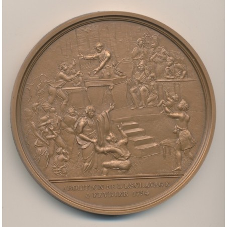 Médaille - Abolition de l'esclavage - 4 février 1794 - Bicentenaire de la révolution Française - bronze - 77mm - 1987 - SUP