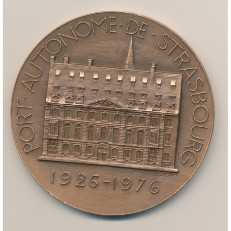 Médaille - Port autonome de Strasbourg - 1926-1976 - H.Dropsy - Ancienne tribu de l'ancre de Strasbourg - bronze - 59mm - SUP