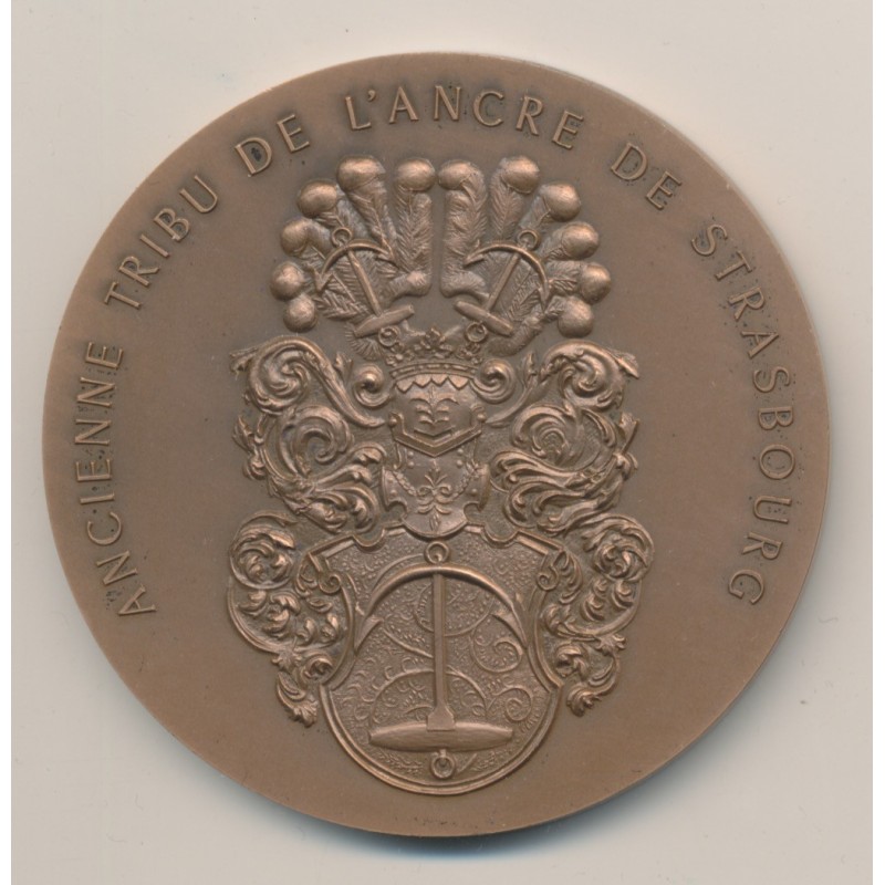Médaille - Port autonome de Strasbourg - 1926-1976 - H.Dropsy - Ancienne tribu de l'ancre de Strasbourg - bronze - 59mm - SUP