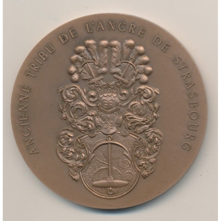 Médaille - Port autonome de Strasbourg - 1926-1976 - H.Dropsy - Ancienne tribu de l'ancre de Strasbourg - bronze - 59mm - SUP