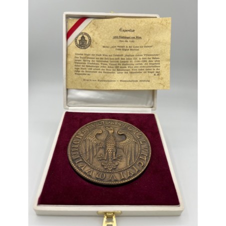Reproduction - Sceau de la vieille ville de Vienne - Altes Stadtsiegel von Wien - avec écrin et certificat - bronze - 91mm - TTB