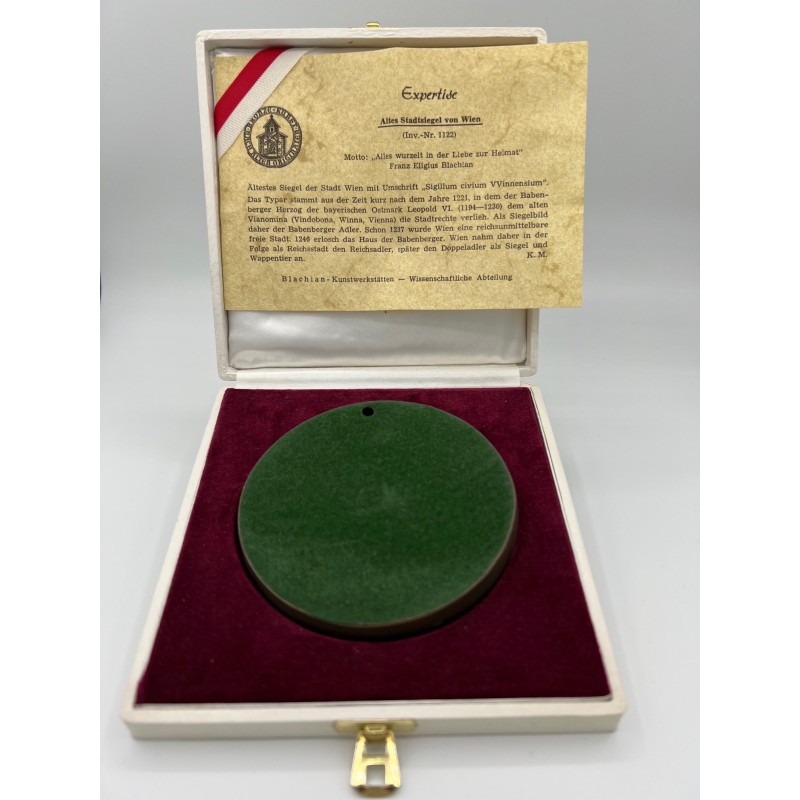 Reproduction - Sceau de la vieille ville de Vienne - Altes Stadtsiegel von Wien - avec écrin et certificat - bronze - 91mm - TTB
