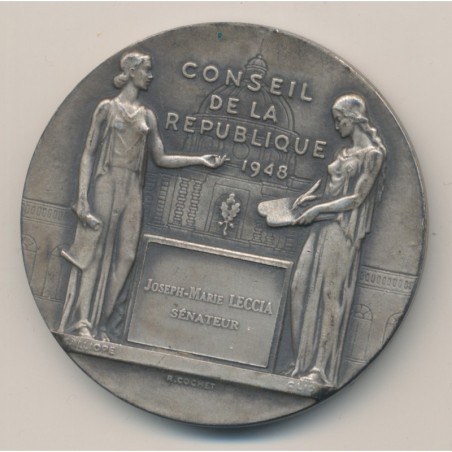 Médaille - Conseil de la République 1948 - Sénateur - argent - 50mm - TTB+