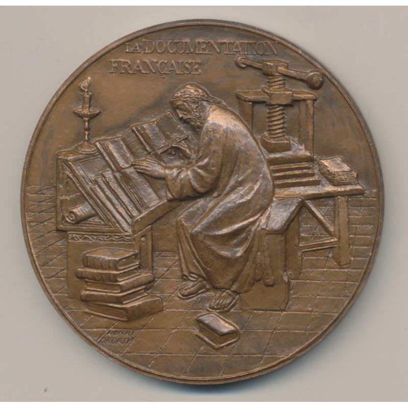 Médaille - La documentation Française - H.Dropsy - bronze - 68mm - SUP