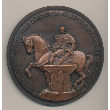 Médaille - Les chevaliers de la table ronde - la légende du roi arthur - 1977 - N°4/100 - cuivre - 85mm - SPL